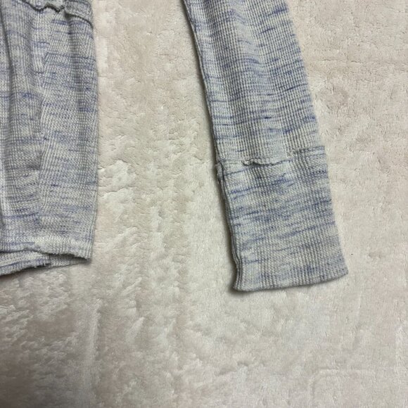 We The Free People Womens Coastline Thermal Henley Small Waffle Peplum Top Blue - Picture 2 of 15